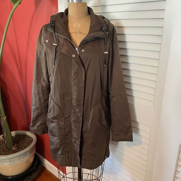 ZARA BASIC | olive green utility jacket with removable hood S - Picture 1 of 16